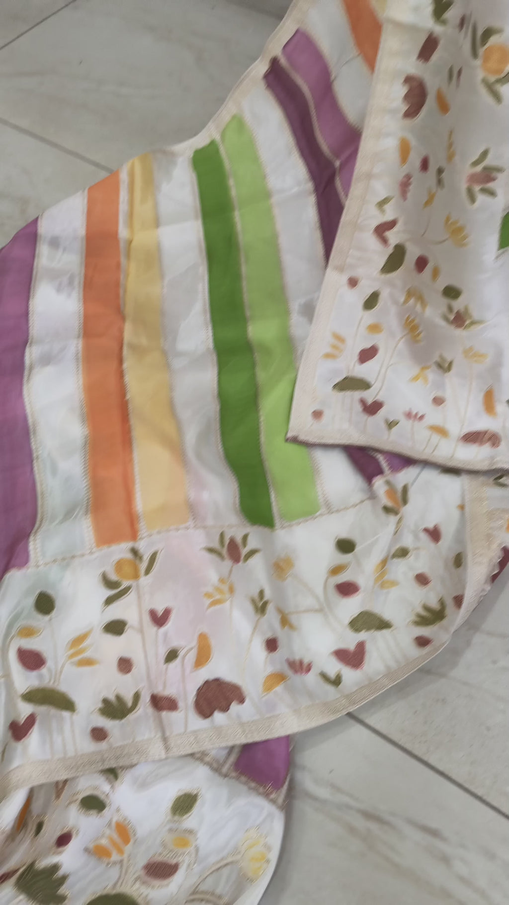 Multicolour pattu saree